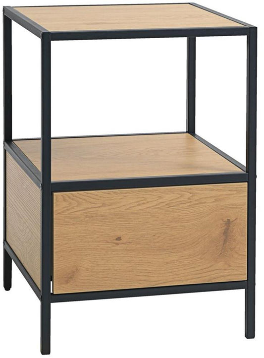 Nightstand Hedvig | size: Width: 40cm, Height: 59cm, Depth: 40cm | color: Black/Oak | image: 1 | variant: 1016703