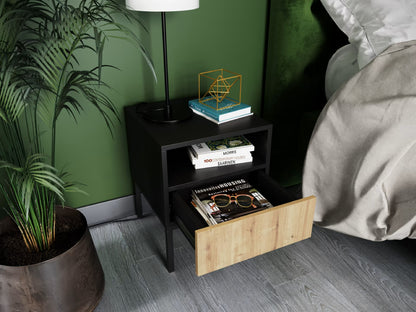 Nightstand Lanzzi | size: Width: 40cm, Height: 50cm, Depth: 40cm | color: Brown/Black | image: 1 | variant: 1014070