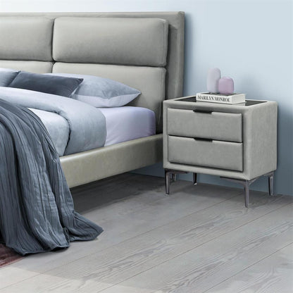 Nightstand Lena | size: Width: 50.5cm, Height: 54cm, Depth: 41cm | color: Gray | image: 3 | variant: 1002378