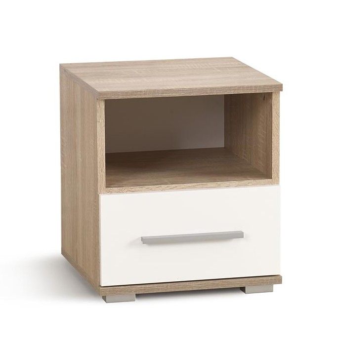 Nightstand Lima | size: Width: 39cm, Height: 44cm, Depth: 40cm | color: White/Oak | image: 0 | variant: 1000314