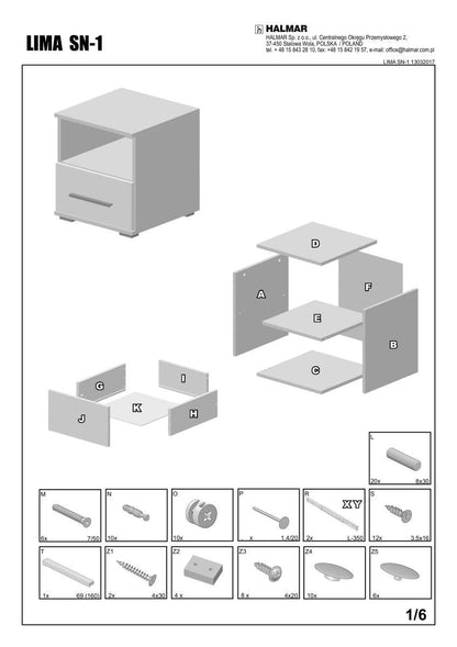 Nightstand Lima | size: Width: 39cm, Height: 44cm, Depth: 40cm | color: White/Oak | image: 1 | variant: 1000314