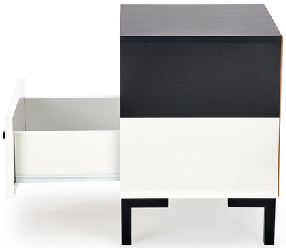 Nightstand West Burgess | size: Width: 40cm, Height: 52cm, Depth: 40cm | color: White/Black | image: 2 | variant: 1007547