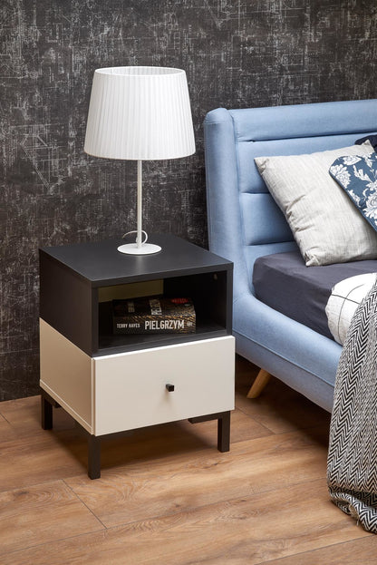 Nightstand West Burgess | size: Width: 40cm, Height: 52cm, Depth: 40cm | color: White/Black | image: 4 | variant: 1007547