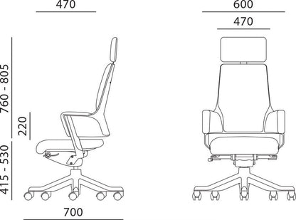Office Chair Aberdyfi | size: Width: 60cm, Height: 116-128.5cm, Depth: 47cm | color: Gray | image: 3 | variant: 1001157