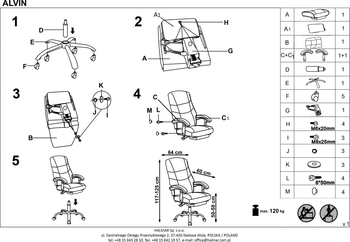 Office Chair Alvin | size: Width: 66cm, Height: 118cm, Depth: 70cm | color: Black | image: 9 | variant: 1011569