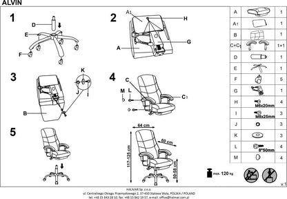 Office Chair Alvin | size: Width: 66cm, Height: 118cm, Depth: 70cm | color: Black | image: 9 | variant: 1011569