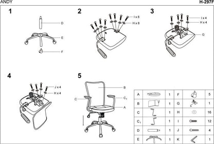 Office Chair Andy | size: Width: 56cm, Height: 95cm, Depth: 41cm | color: Black | image: 3 | variant: 1005070