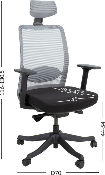 Office Chair Anggun | size: Width: 70cm, Height: 130.5cm, Depth: 70cm | color: Black | image: 7 | variant: 1005203
