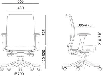 Office Chair Anggun | size: Width: 70cm, Height: 135.5cm, Depth: 70cm | color: Yellow | image: 6 | variant: 1005202
