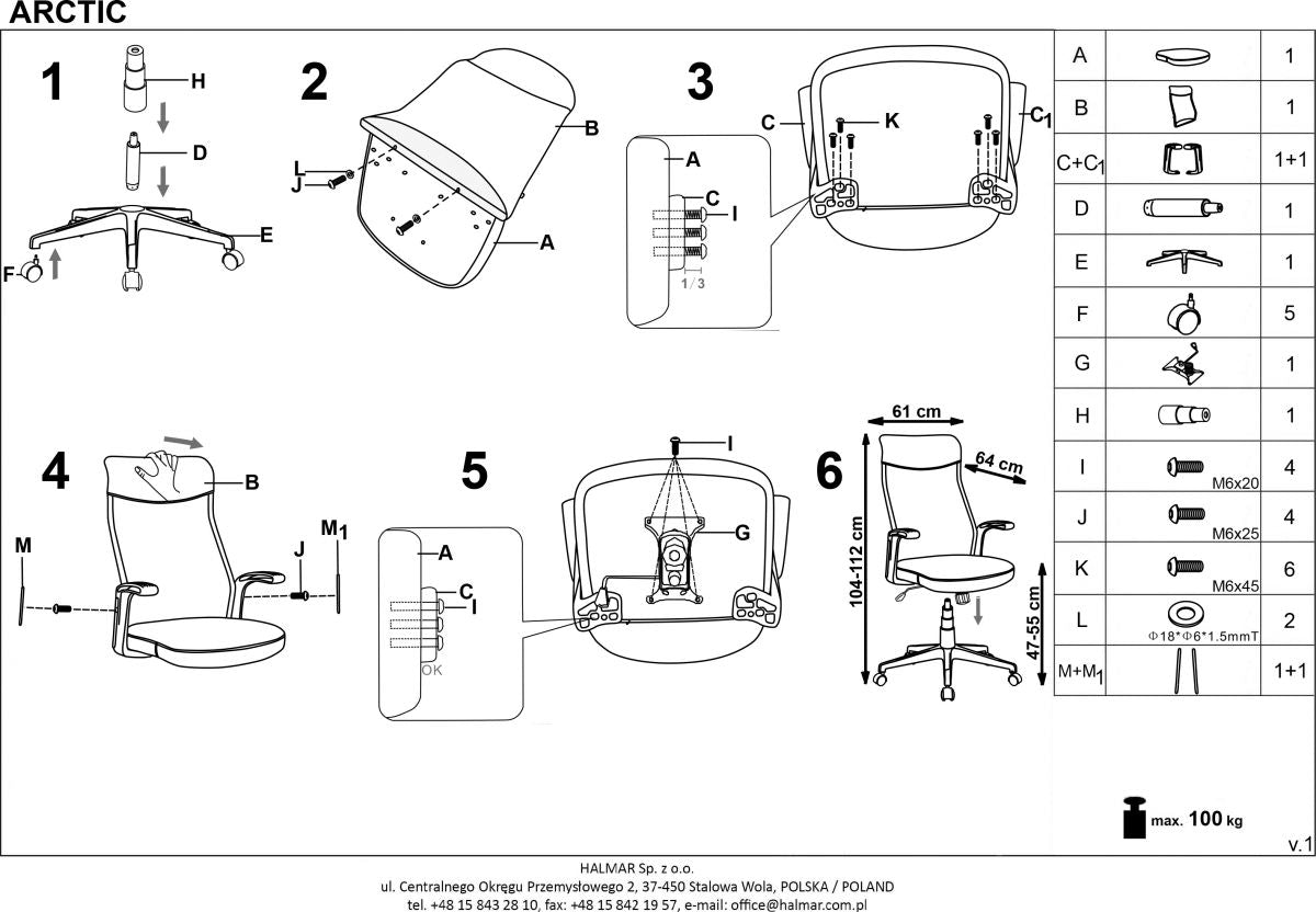 Office Chair Arctic | size: Width: 62cm, Height: 110cm, Depth: 62cm | color: Gray | image: 7 | variant: 1011547