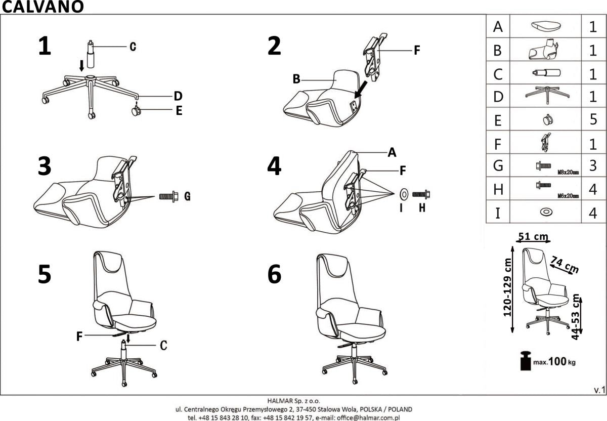 Office Chair Calvano | size: Width: 73cm, Height: 130cm, Depth: 73cm | color: Brown | image: 8 | variant: 1011586