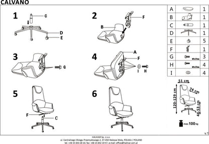 Office Chair Calvano | size: Width: 73cm, Height: 130cm, Depth: 73cm | color: Brown | image: 8 | variant: 1011586