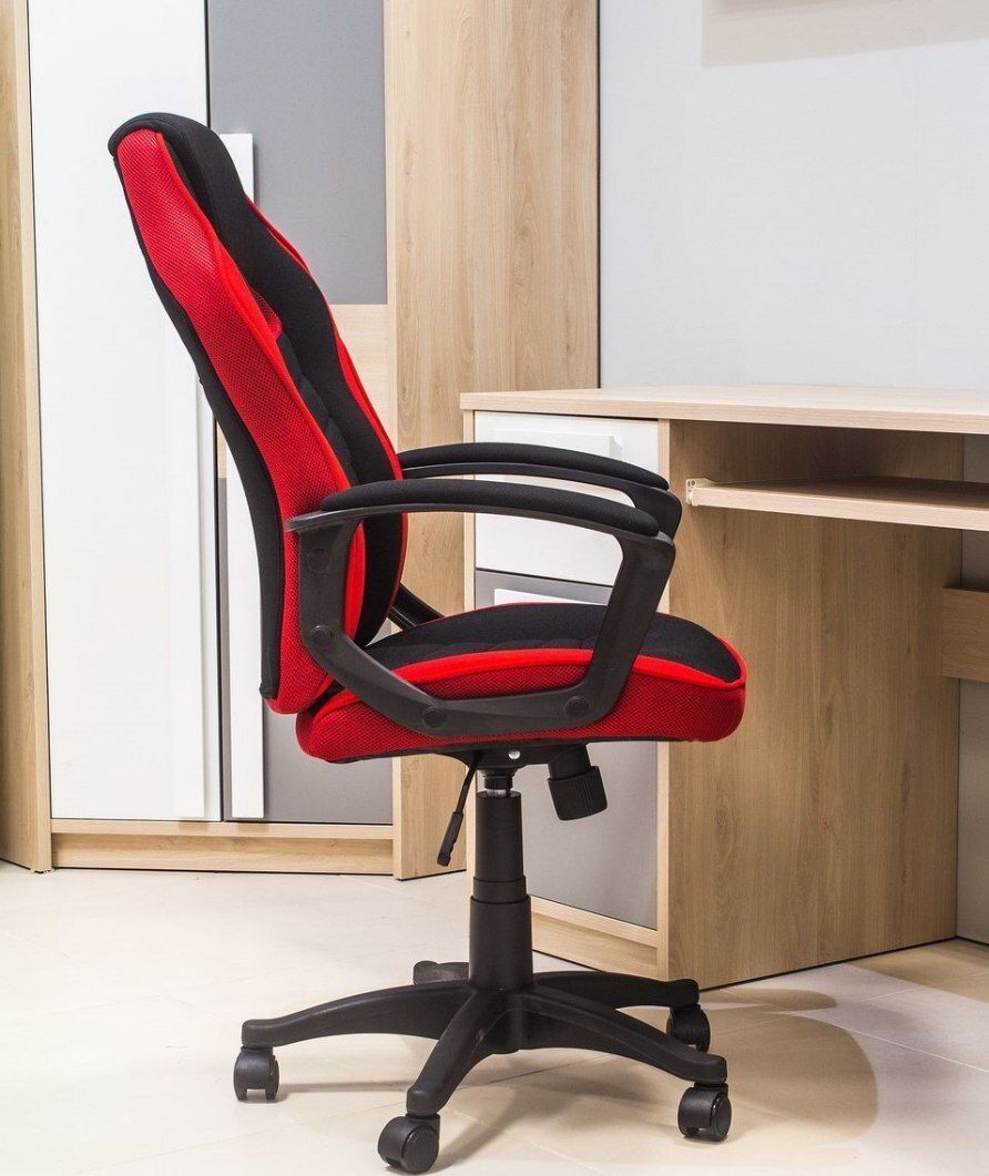 Office Chair Camaro | size: Width: 59cm, Height: 106-116cm, Depth: 49cm | color: Black/Red | image: 2 | variant: 1005468