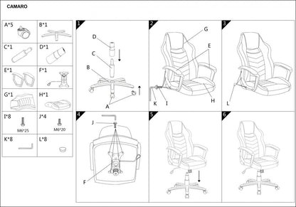 Office Chair Camaro | size: Width: 59cm, Height: 106-116cm, Depth: 49cm | color: Yellow/Black | image: 3 | variant: 1005467