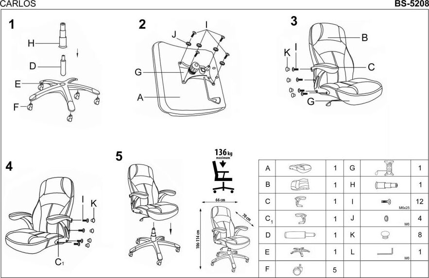 Office Chair Carlos | size: Width: 66cm, Height: 114cm, Depth: 70cm | color: Brown | image: 7 | variant: 1005079