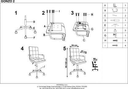 Office Chair Como | size: Width: 53cm, Height: 105cm, Depth: 60cm | color: Gray | image: 7 | variant: 1002908