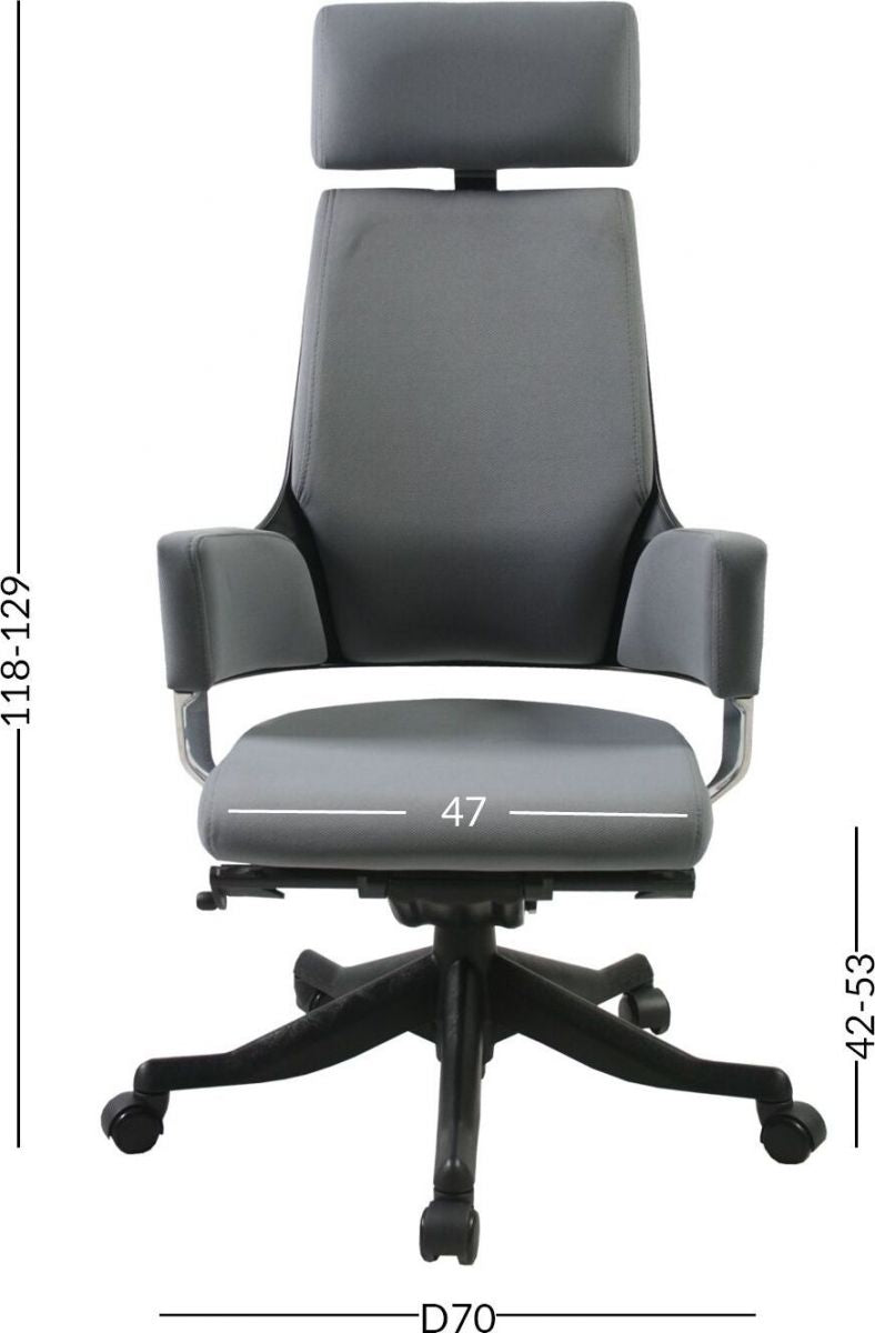 Office Chair Delphi | size: Width: 60cm, Height: 116-128.5cm, Depth: 47cm | color: Gray | image: 2 | variant: 1005240