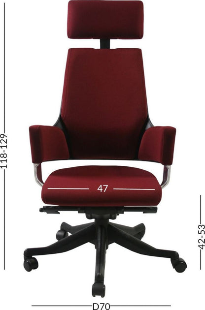 Office Chair Delphi | size: Width: 60cm, Height: 116-128.5cm, Depth: 47cm | color: Red | image: 2 | variant: 1005241