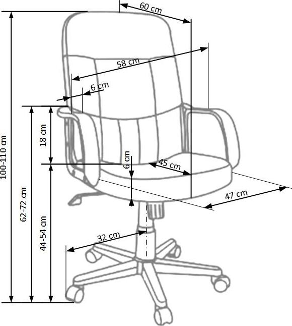 Office Chair Denzel | size: Width: 58cm, Height: 110cm, Depth: 60cm | color: Black | image: 4 | variant: 1005088