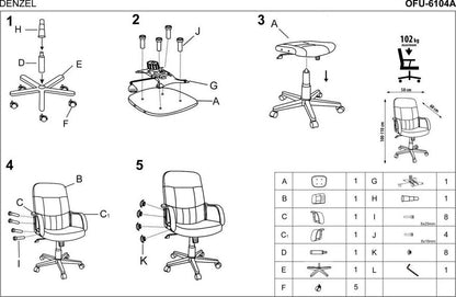 Office Chair Denzel | size: Width: 58cm, Height: 110cm, Depth: 60cm | color: Brown | image: 3 | variant: 1005087