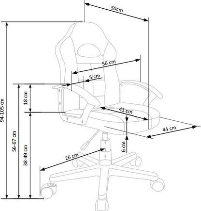 Office Chair East Basel | size: Width: 56cm, Height: 105cm, Depth: 50cm | color: Black/Red | image: 9 | variant: 1007006