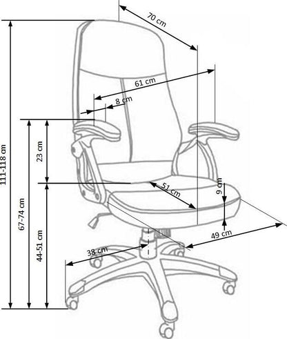 Office Chair Edison | size: Width: 64cm, Height: 118cm, Depth: 70cm | color: Black | image: 2 | variant: 1011560