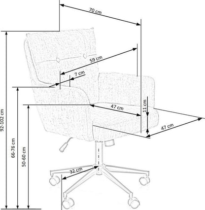 Office Chair Flores | size: Width: 59cm, Height: 102cm, Depth: 70cm | color: Beige | image: 8 | variant: 1005102