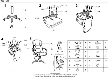 Office Chair Foster | size: Width: 68cm, Height: 118cm, Depth: 54cm | color: Black | image: 4 | variant: 1005104