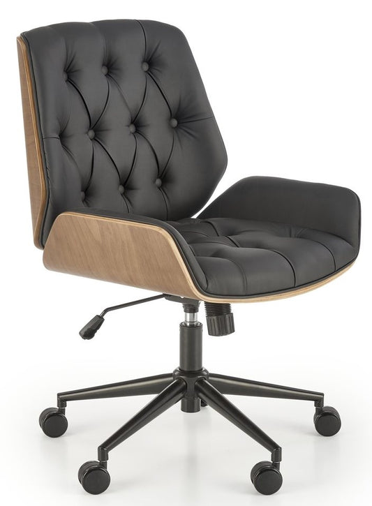Office Chair Gavin | size: Width: 60cm, Height: 90cm, Depth: 65cm | color: Black/Walnut | image: 1 | variant: 1014087