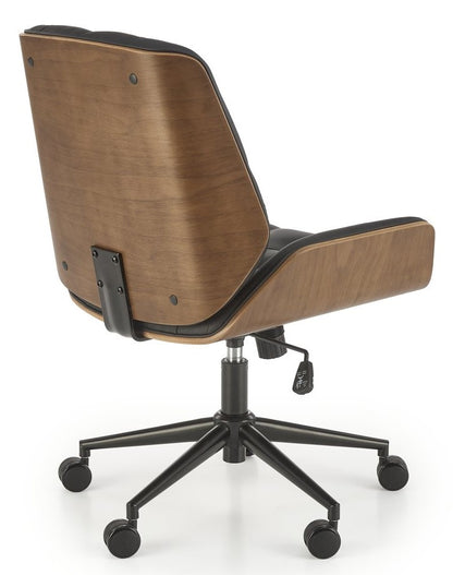 Office Chair Gavin | size: Width: 60cm, Height: 90cm, Depth: 65cm | color: Black/Walnut | image: 2 | variant: 1014087