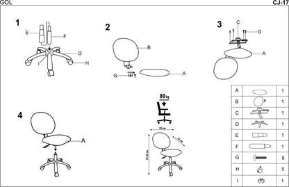 Office Chair Gol | size: Width: 52cm, Height: 85cm, Depth: 39cm | color: Green | image: 3 | variant: 1011528