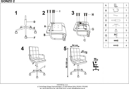 Office Chair Gonzo 2 | size: Width: 53cm, Height: 110cm, Depth: 60cm | color: Black | image: 3 | variant: 1005115