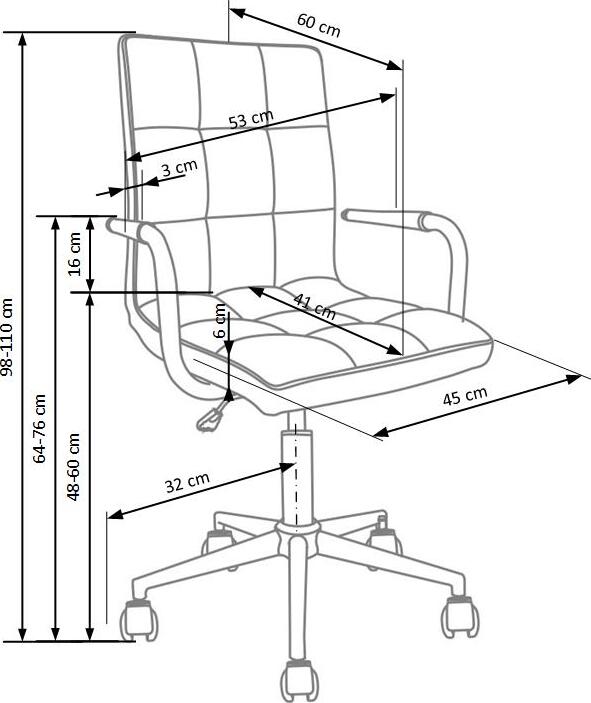 Office Chair Gonzo 2 | size: Width: 53cm, Height: 110cm, Depth: 60cm | color: Black | image: 4 | variant: 1005115