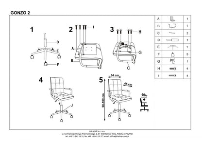 Office Chair Gonzo 2 | size: Width: 53cm, Height: 110cm, Depth: 60cm | color: Pink | image: 4 | variant: 1005117