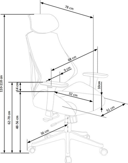Office Chair Hasel | size: Width: 68cm, Height: 118cm, Depth: 78cm | color: Black | image: 6 | variant: 1011574