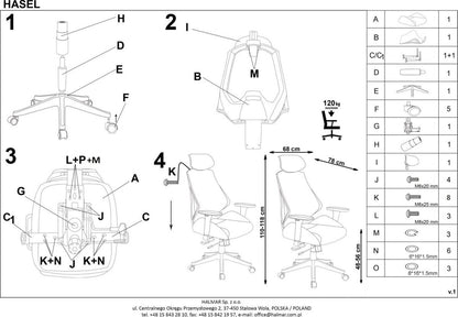 Office Chair Hasel | size: Width: 68cm, Height: 118cm, Depth: 78cm | color: Black | image: 7 | variant: 1011574