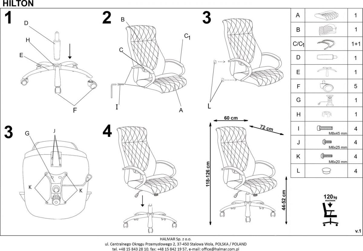 Office Chair Hilton | size: Width: 60cm, Height: 118cm, Depth: 72cm | color: Brown | image: 7 | variant: 1011568