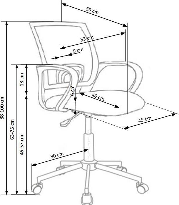 Office Chair Ibis | size: Width: 53cm, Height: 100cm, Depth: 59cm | color: Multicolored | image: 3 | variant: 1005124