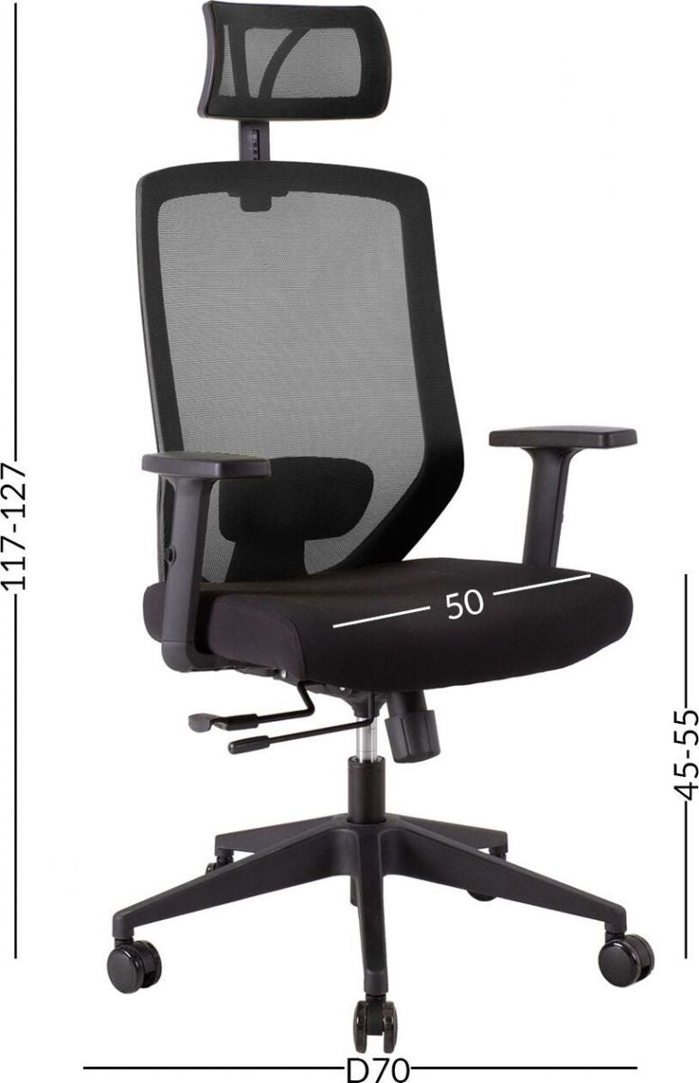 Office Chair Joy | size: Width: 64cm, Height: 115-125cm, Depth: 64cm | color: Black | image: 5 | variant: 1005267