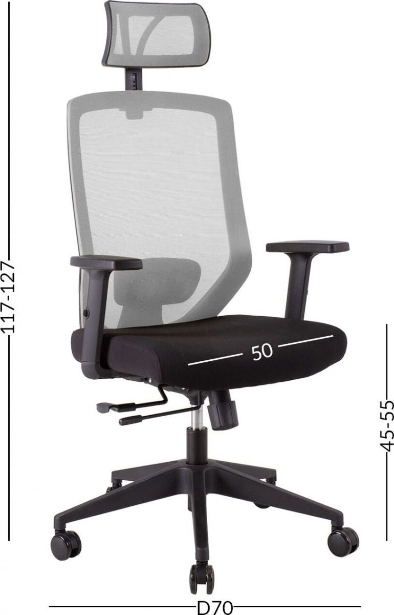 Office Chair Joy | size: Width: 64cm, Height: 115-125cm, Depth: 64cm | color: Gray | image: 5 | variant: 1005269