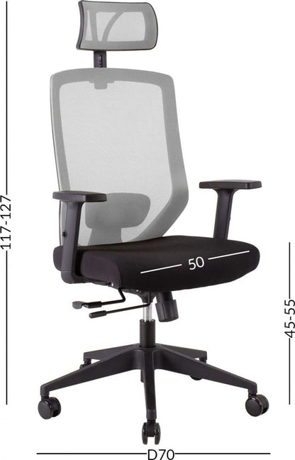 Office Chair Joy | size: Width: 64cm, Height: 115-125cm, Depth: 64cm | color: Gray | image: 5 | variant: 1005269