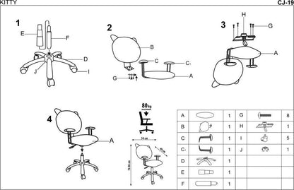 Office Chair Kitty | size: Width: 54cm, Height: 86cm, Depth: 49cm | color: Pink | image: 3 | variant: 1011530
