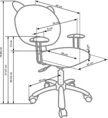 Office Chair Kitty | size: Width: 54cm, Height: 86cm, Depth: 49cm | color: Pink | image: 4 | variant: 1011530