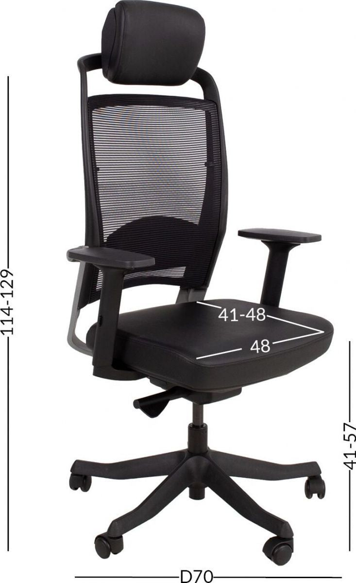 Office Chair Llangollen | size: Width: 62cm, Height: 129cm, Depth: 70cm | color: Black | image: 9 | variant: 1001175