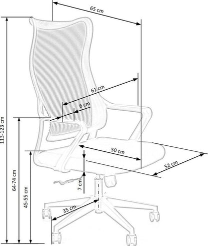 Office Chair Loreto | size: Width: 61cm, Height: 123cm, Depth: 65cm | color: Gray | image: 6 | variant: 1005131