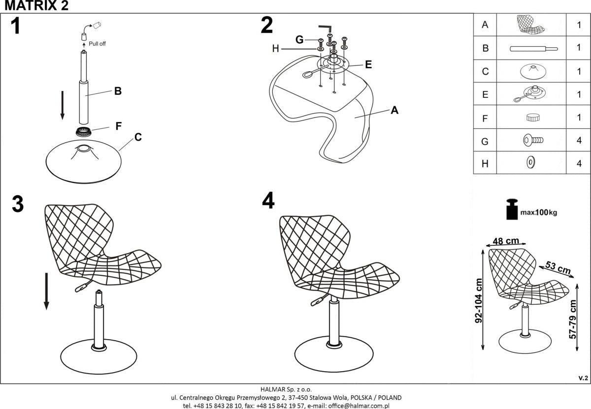 Office Chair Matrix 2 | size: Width: 48cm, Height: 104cm, Depth: 53cm | color: Black | image: 4 | variant: 1005133