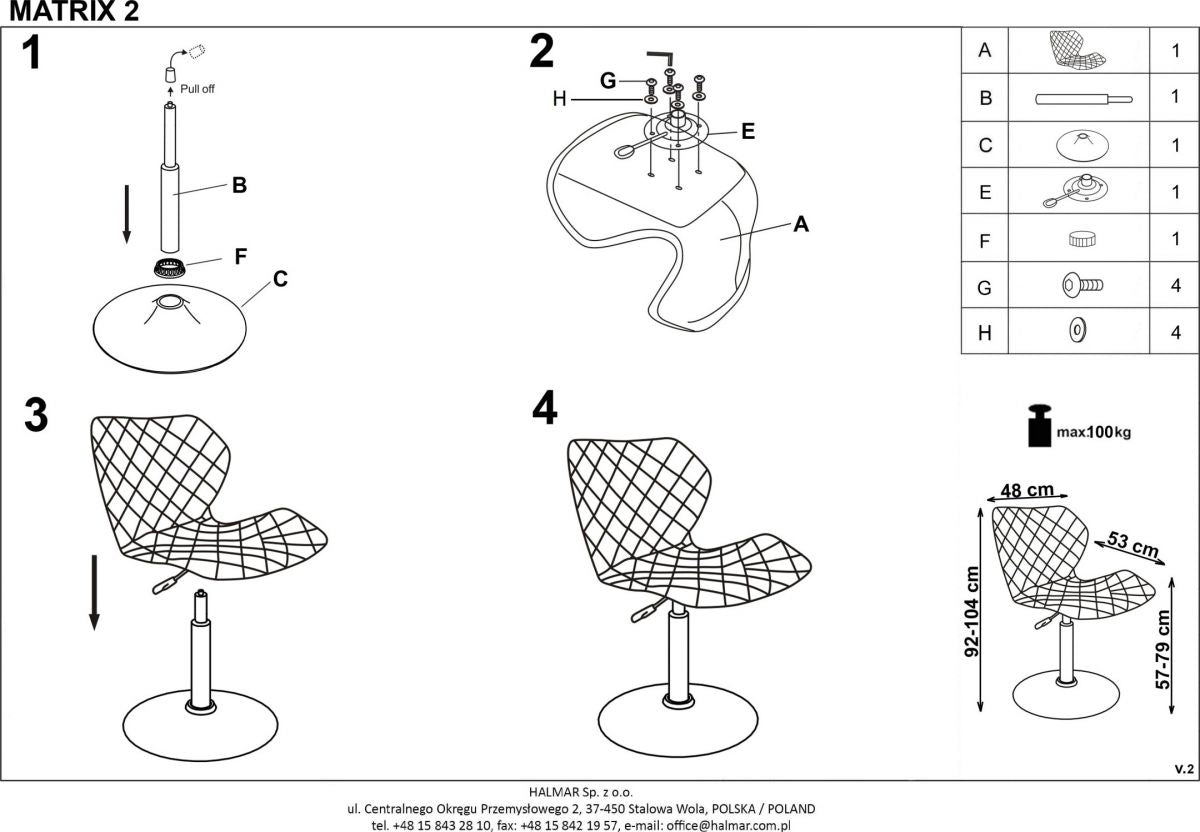 Office Chair Matrix 2 | size: Width: 48cm, Height: 104cm, Depth: 53cm | color: Gray | image: 3 | variant: 1005134