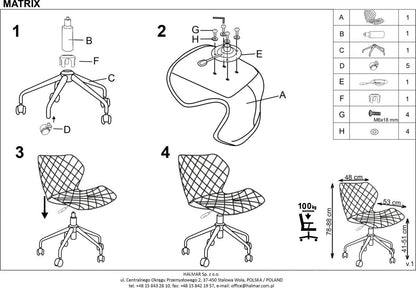 Office Chair Matrix | size: Width: 48cm, Height: 88cm, Depth: 53cm | color: Gray | image: 3 | variant: 1005141
