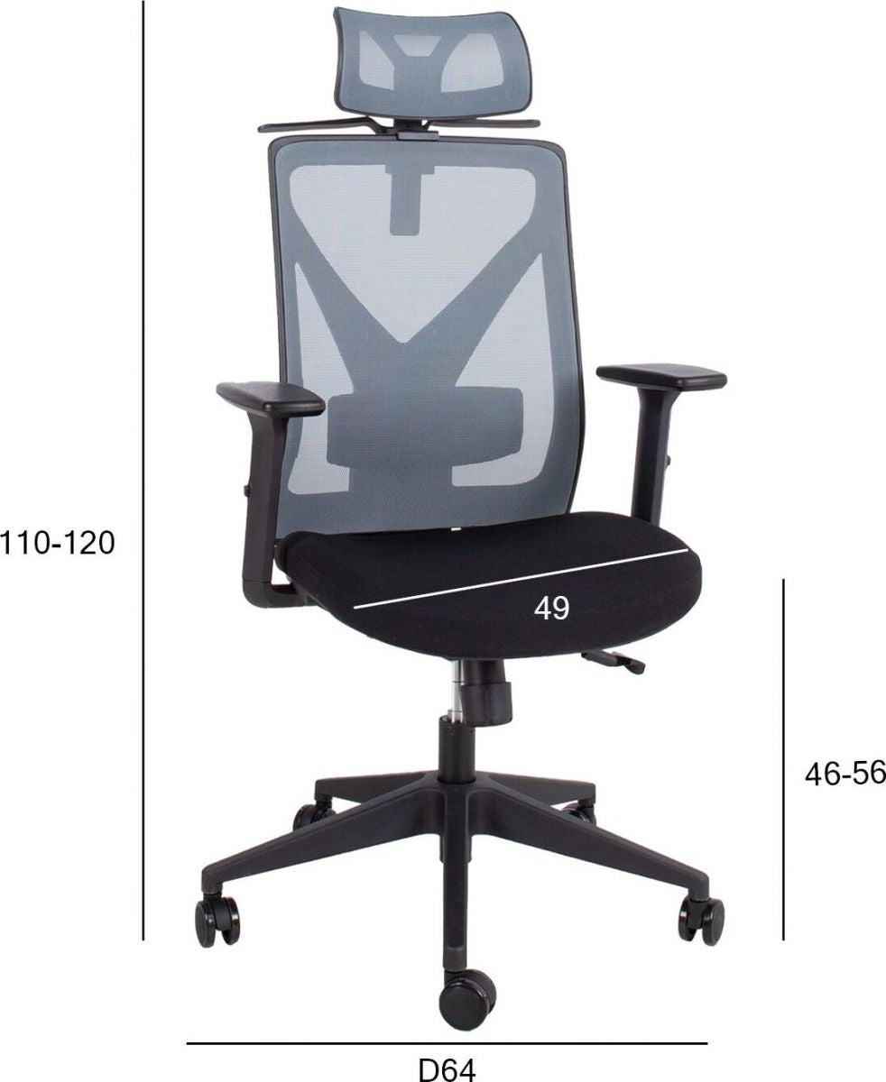 Office Chair Mike | size: Width: 64cm, Height: 110-120cm, Depth: 65cm | color: Gray | image: 9 | variant: 1005286