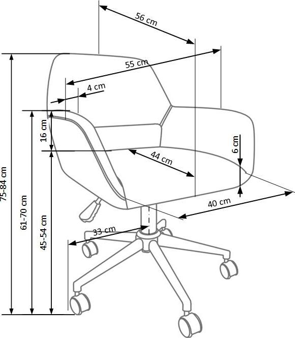 Office Chair Morel | size: Width: 55cm, Height: 84cm, Depth: 56cm | color: Gray | image: 8 | variant: 1011967